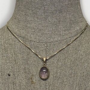 16-inch Sterling Chain with Oval Amethyst Pendant #5593